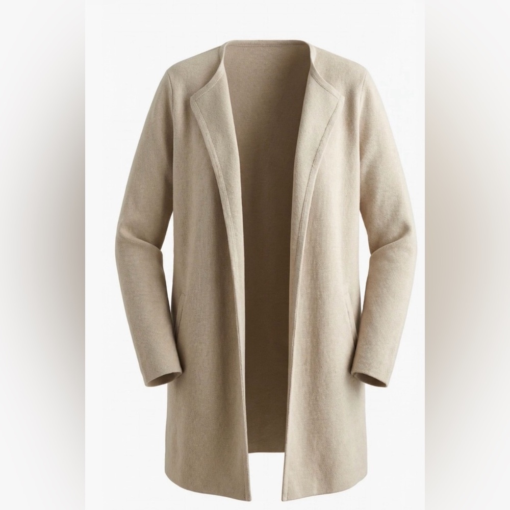 J. Crew Schoolboy Sweater Blazer Women's Small Beige Open Front Preppy Cotton